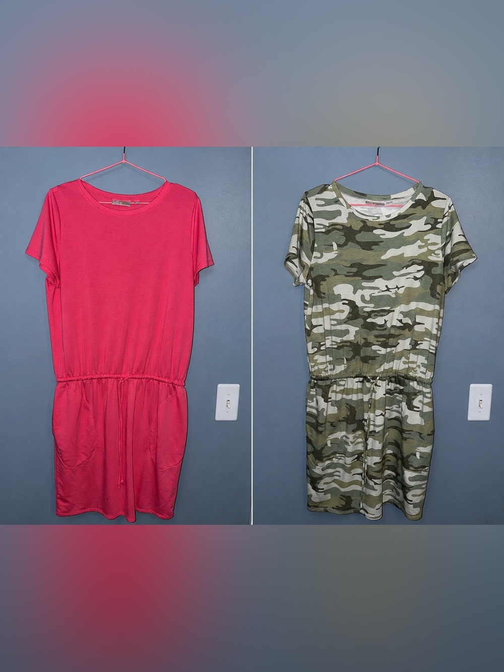 Belle by Kim Gravel Pink & Green Camo Midi Dresses